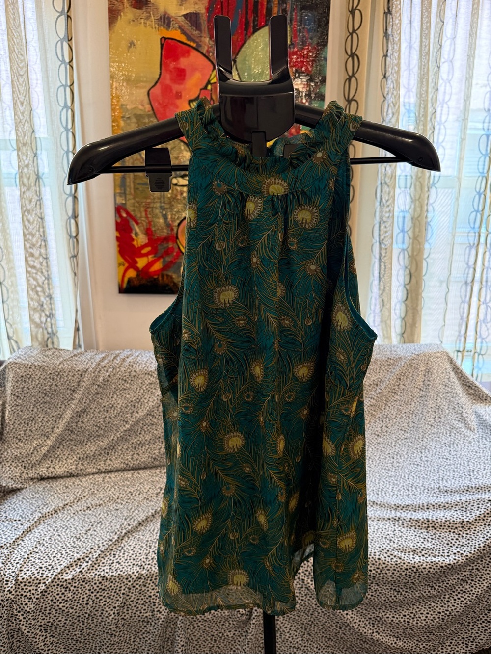 Liberty of London Teal Peacock Feather Pattern Blouse